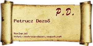 Petrucz Dezső névjegykártya